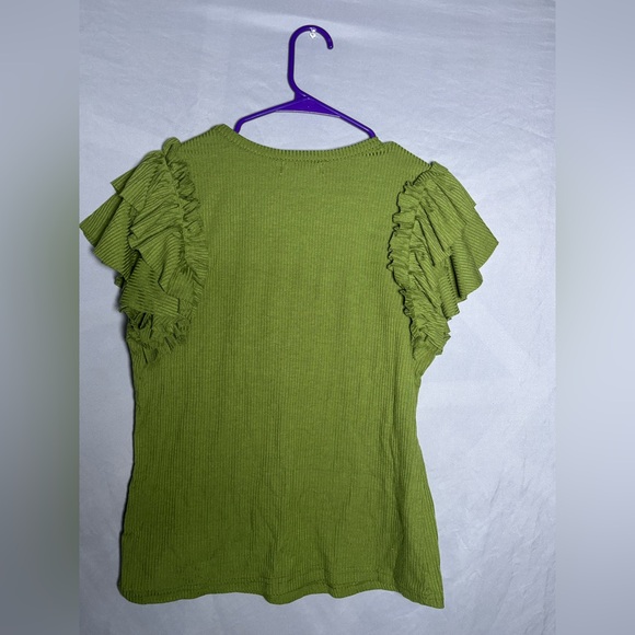 Olive Ruffle Sleeve Tee - Picture 3 of 4